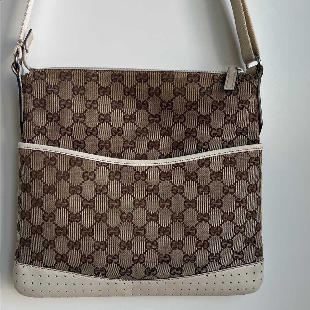 Gucci Brown Monogram Crossbody with Cream Trim